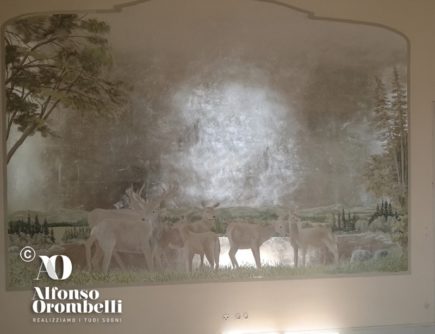 Alta Decorazione murale: foresta su foglie d'argento