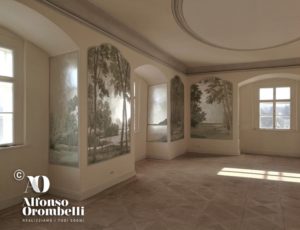 Alta decorazione murale: painted wood on silver leaf