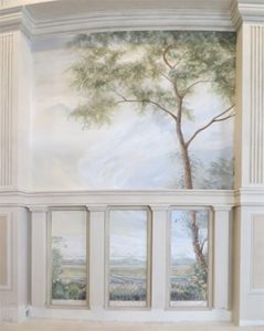Alta Decorazione murale: veduta con albero