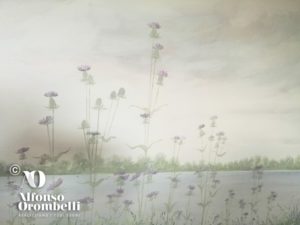 Alta decorazione murale, paesaggio sul Danubio