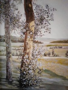 Alta decorazione murale: alberi e paesaggio